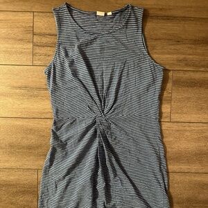 Gap Sleeveless Twist-Front Dress Chambray Stripe